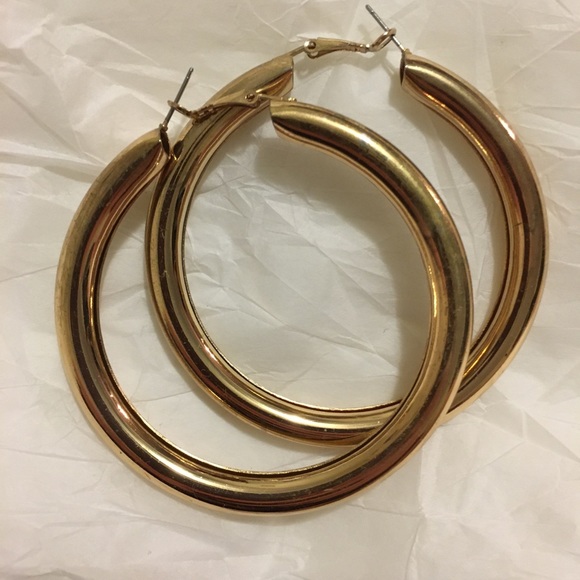Chunky Gold Hoops - Picture 1 of 5